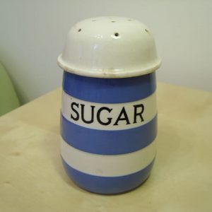 Blue and White Cornishware Sugar Shaker,