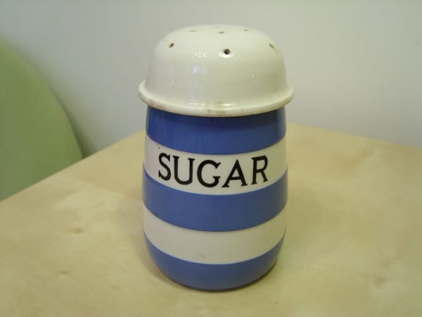 Blue and White Cornishware Sugar Shaker,