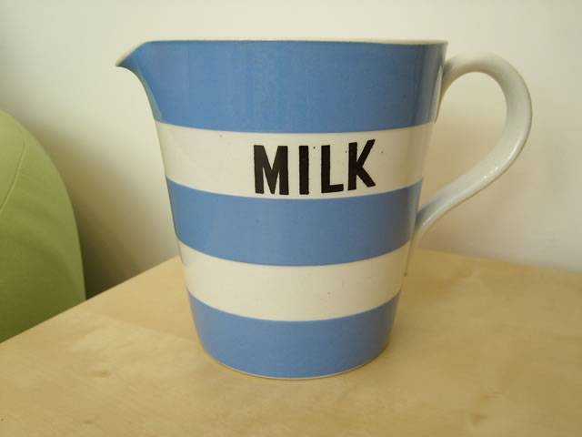 A Blue and White Cornishware Quart Milk jug