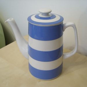 TG Green Blue and White Cornishware Coffee Pot with Long Spout.