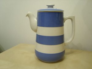 TG Green Blue and White Cornishware, Coffee Pot Short Spout