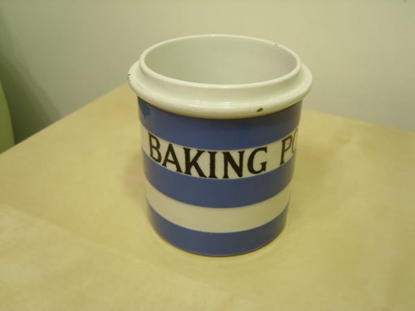 A TG Green Blue and White Cornishware Baking Powder Spice Caddie, NO Lid