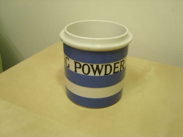 A TG Green Blue and White Cornishware Baking Powder Spice Caddie, NO Lid