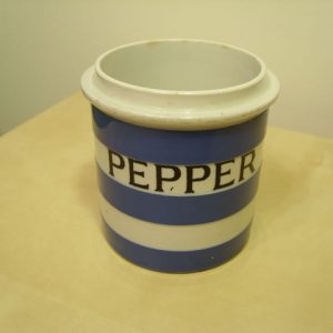 A TG Green Blue and White Cornishware Pepper Spice Caddie NO Lid