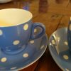 TG Green Blue and White Domino Cups and Saucers.