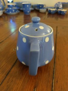 A Rare TG Green Blue and White Domino Miniature Teapot  for the breakfast set