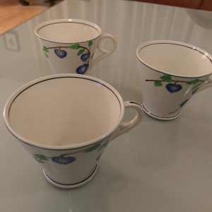 TG Green Physalis Large tea cups x 3. All unfortunately have some crazing and minor staining